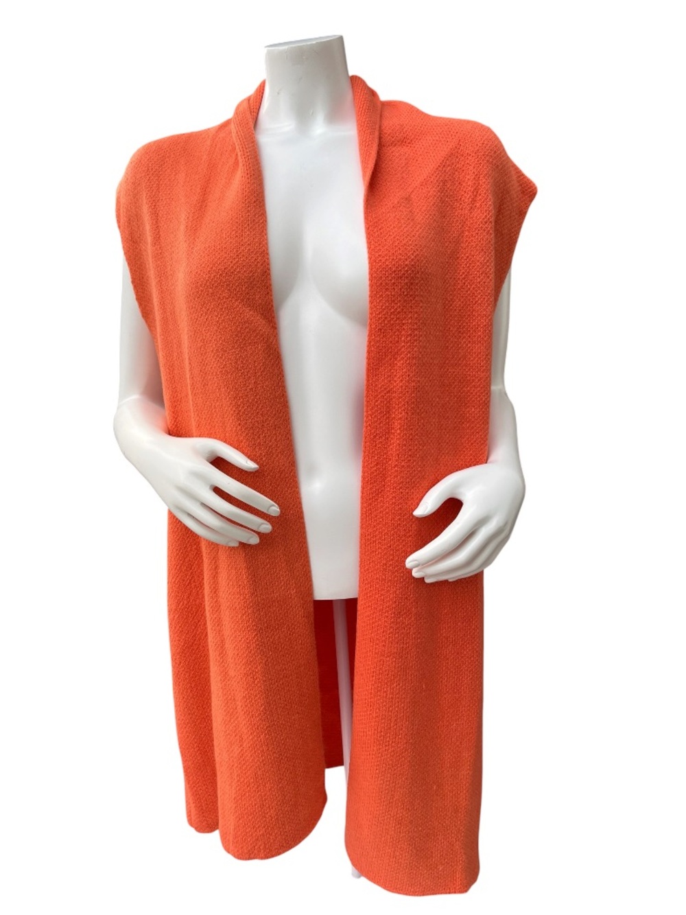 Emery Rose Orange Open Front Sleeveless Knit Cardigan Sweater Vest Size M
